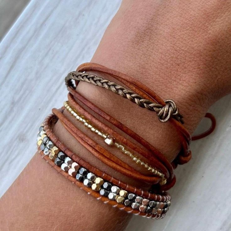 leather beaded wrap bracelet