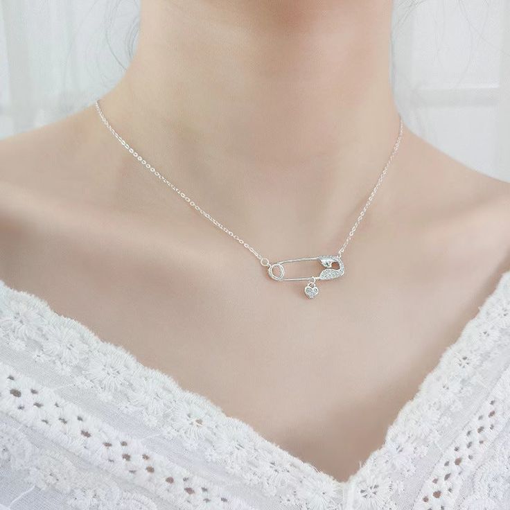 sterling silver safety pin necklace